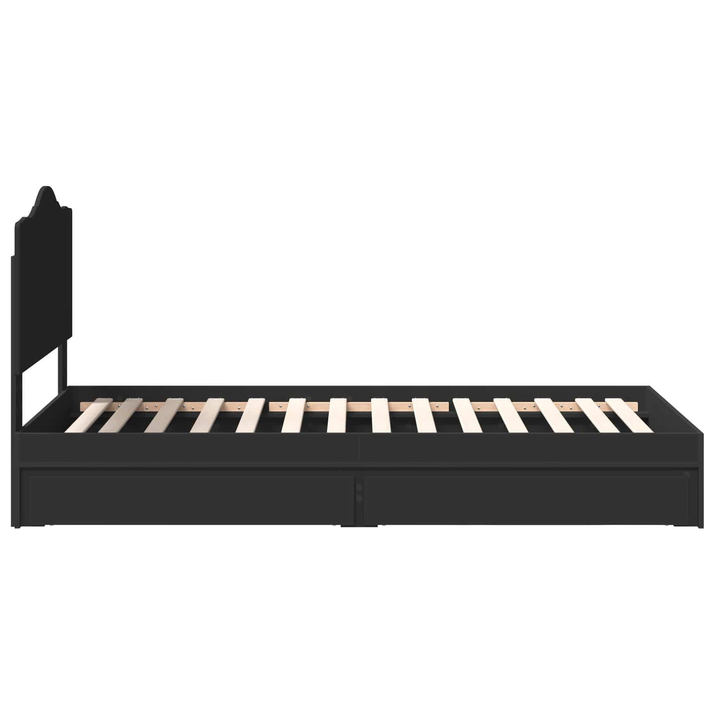 Storage Bed with Headboard Black 90 x 190 cm Engineered Wood