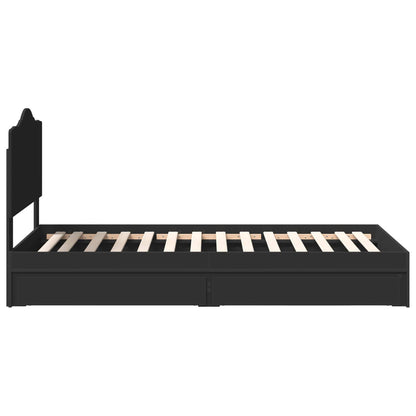 Storage Bed with Headboard Black 90 x 190 cm Engineered Wood