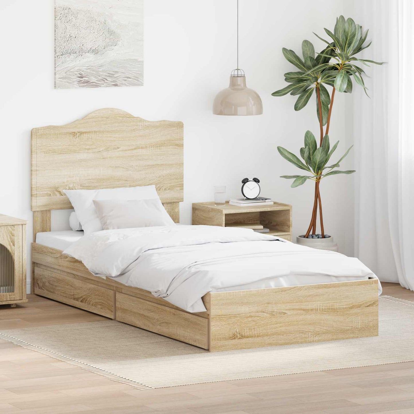 Storage Bed with Drawer Sonoma Oak 90 x 190 cm Engineered Wood