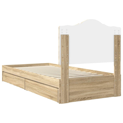 Storage Bed with Drawer Sonoma Oak 90 x 190 cm Engineered Wood