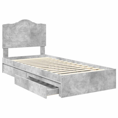 Storage Bed Concrete Grey 90 x 190 cm Engineered Wood