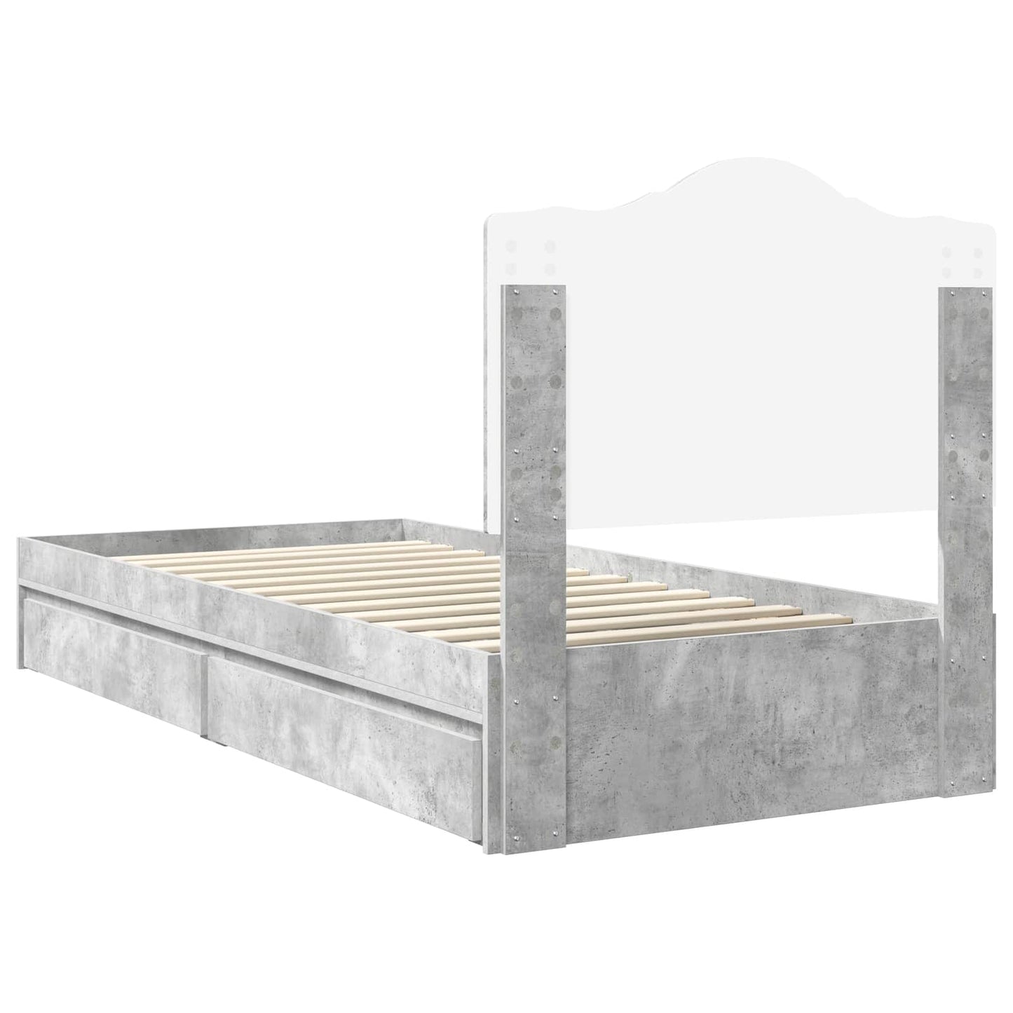 Storage Bed Concrete Grey 90 x 190 cm Engineered Wood