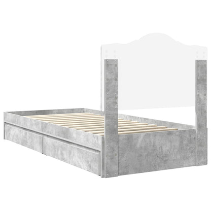 Storage Bed Concrete Grey 90 x 190 cm Engineered Wood