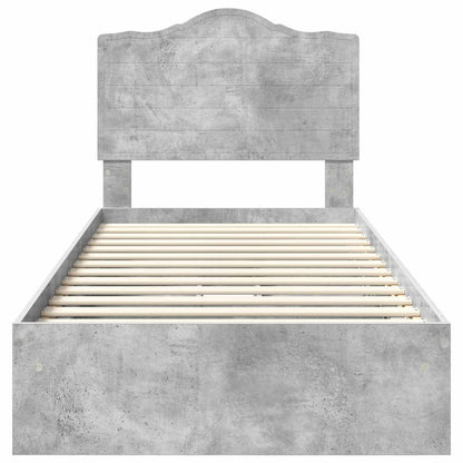 Storage Bed Concrete Grey 90 x 190 cm Engineered Wood