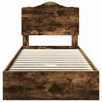 Storage Bed with Drawer Smoked Oak 90 x 190 cm Engineered Wood