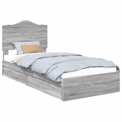 Storage Bed with Drawer Grey Sonoma 90 x 190 cm Engineered Wood