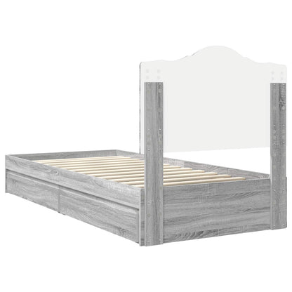 Storage Bed with Drawer Grey Sonoma 90 x 190 cm Engineered Wood