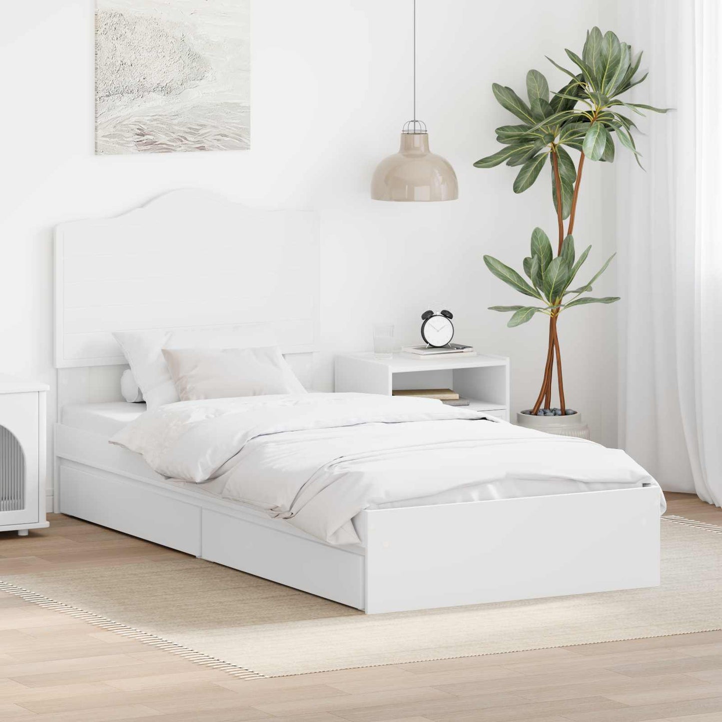 Storage Bed with Drawer White 70 x 190 cm Engineered Wood
