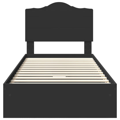 Storage Bed with Drawer Black 70 x 190 cm Engineered Wood
