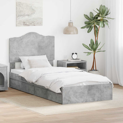 Storage Bed Concrete Grey 70 x 190 cm Engineered Wood