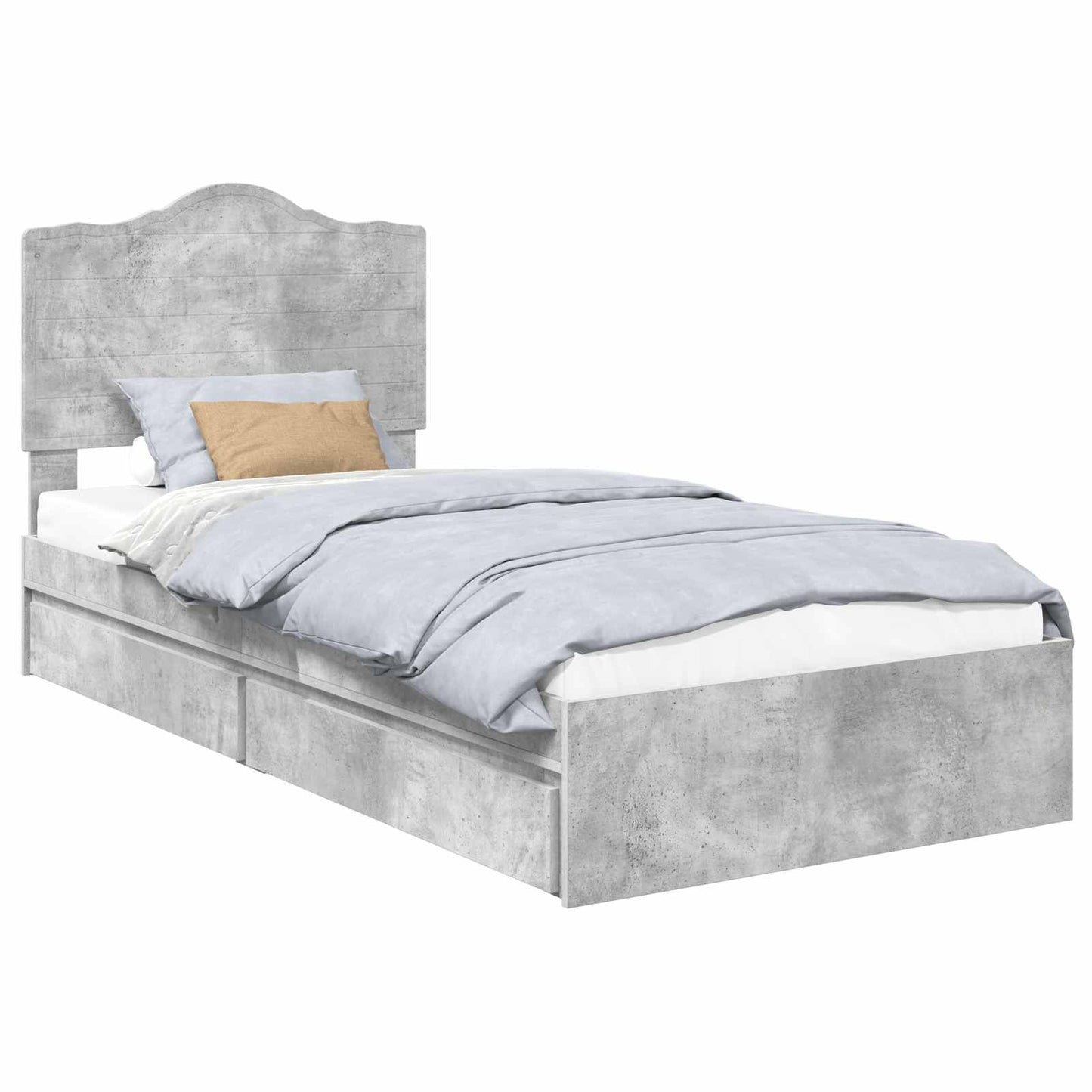Storage Bed Concrete Grey 70 x 190 cm Engineered Wood