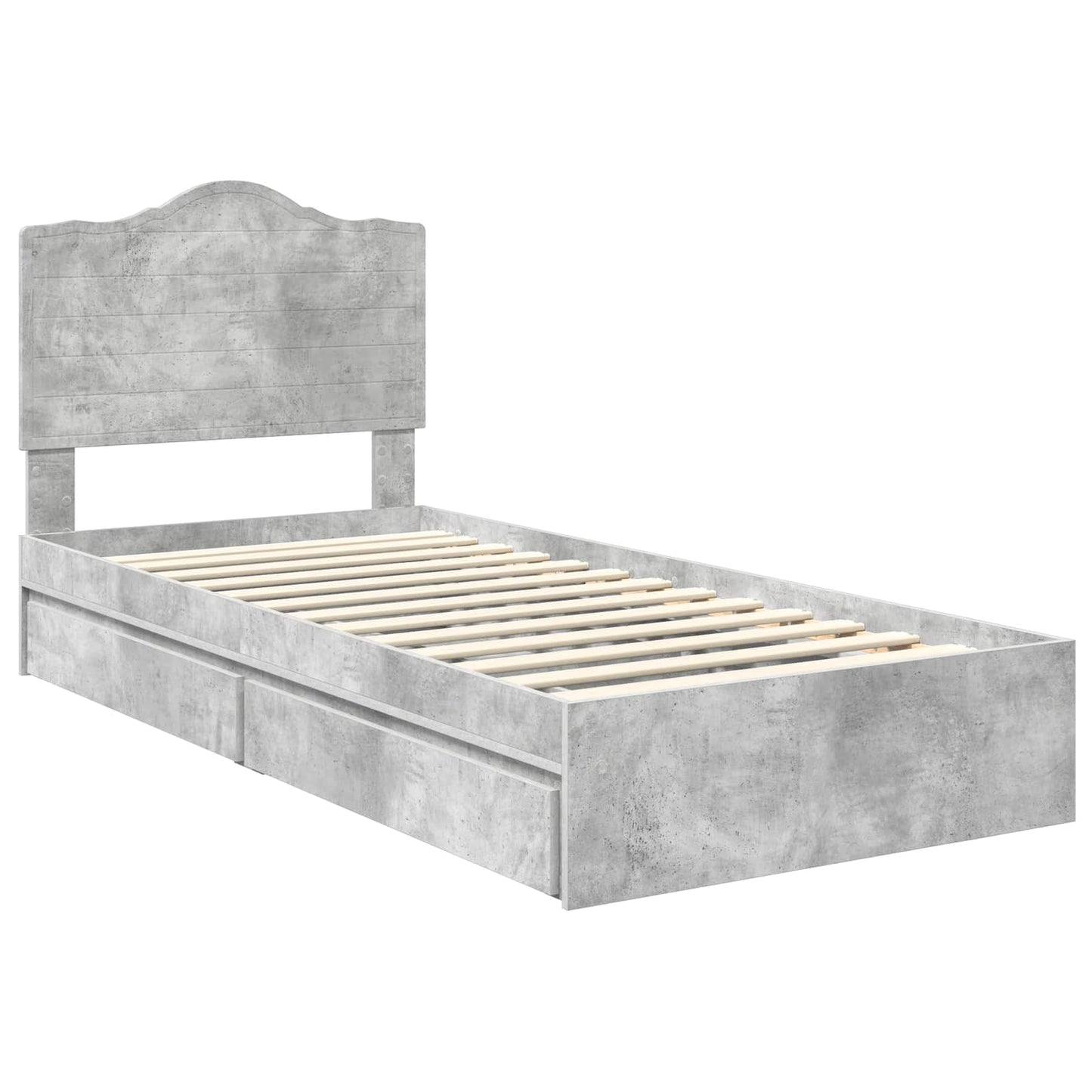 Storage Bed Concrete Grey 70 x 190 cm Engineered Wood
