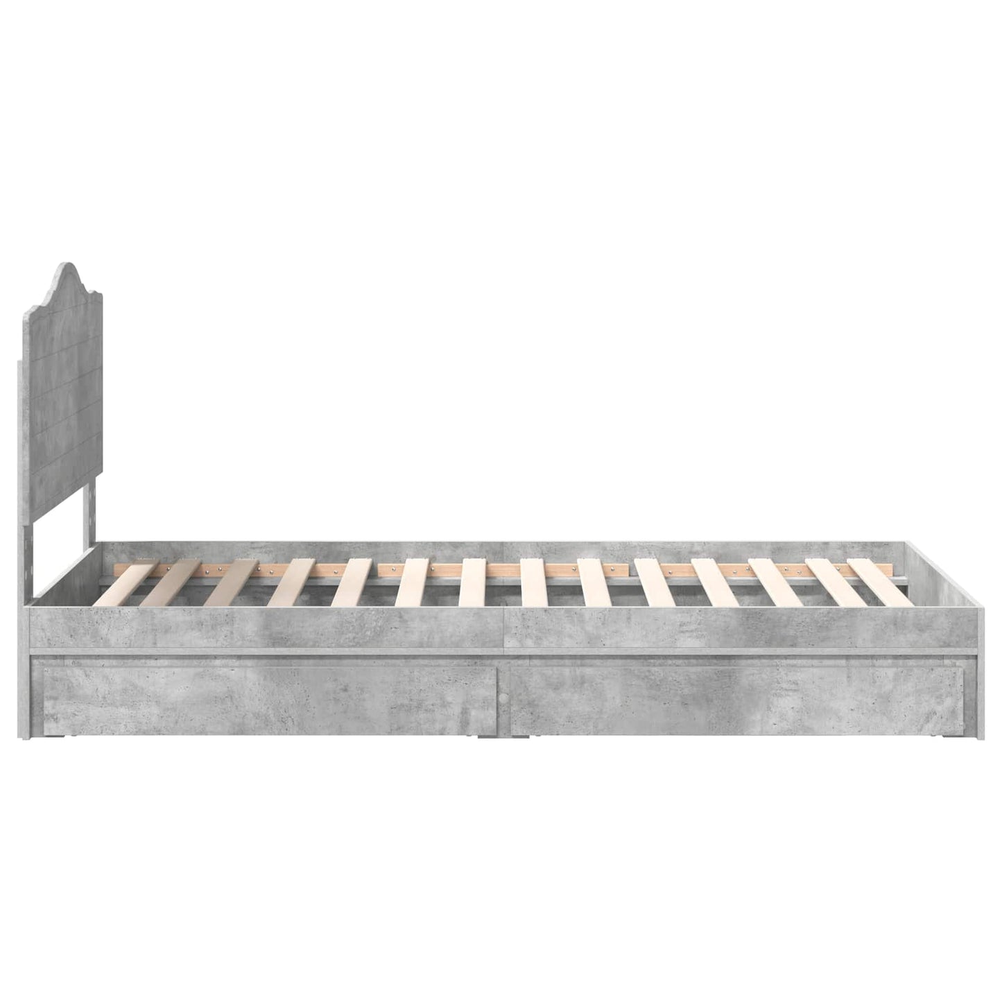 Storage Bed Concrete Grey 70 x 190 cm Engineered Wood