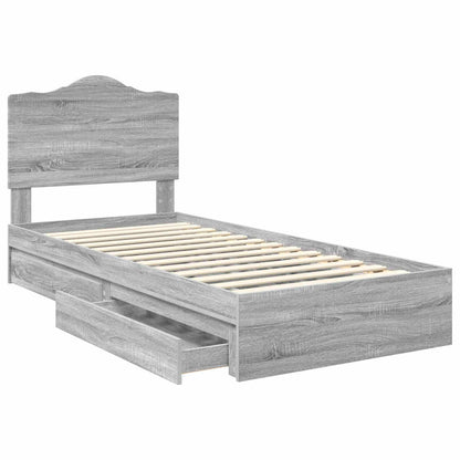 Storage Bed with Drawer Grey Sonoma 70 x 190 cm Engineered Wood