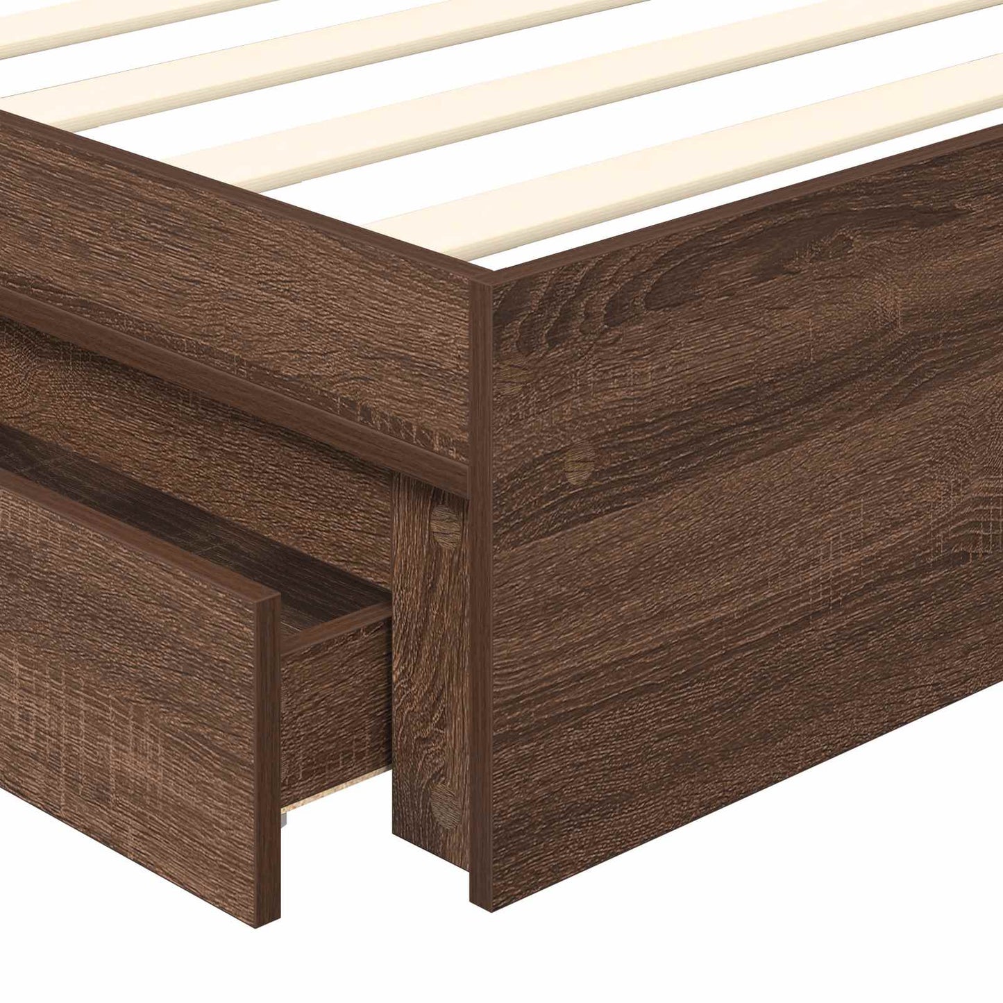 Storage Bed with Drawer Brown Oak 70 x 190 cm Engineered Wood