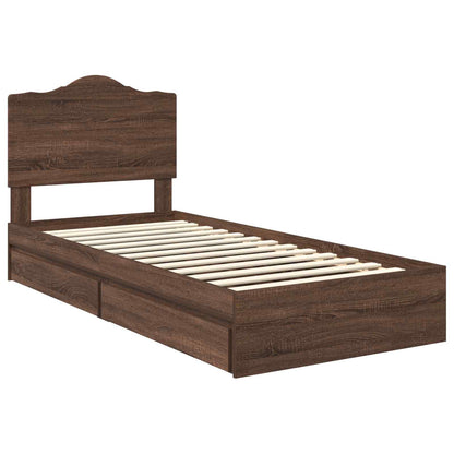 Storage Bed with Drawer Brown Oak 70 x 190 cm Engineered Wood