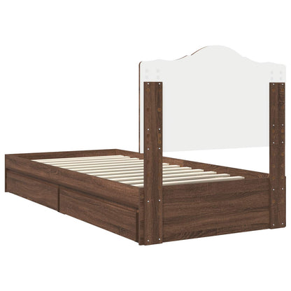 Storage Bed with Drawer Brown Oak 70 x 190 cm Engineered Wood