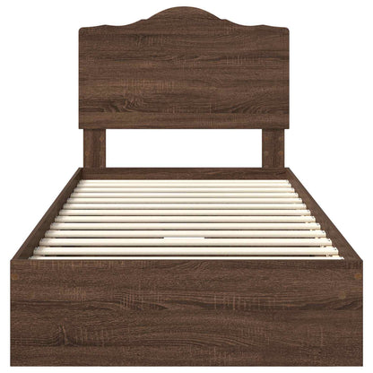 Storage Bed with Drawer Brown Oak 70 x 190 cm Engineered Wood