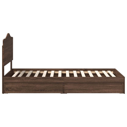 Storage Bed with Drawer Brown Oak 70 x 190 cm Engineered Wood