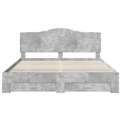 Bed Frame Concrete Grey 200 x 200 cm Engineered Wood