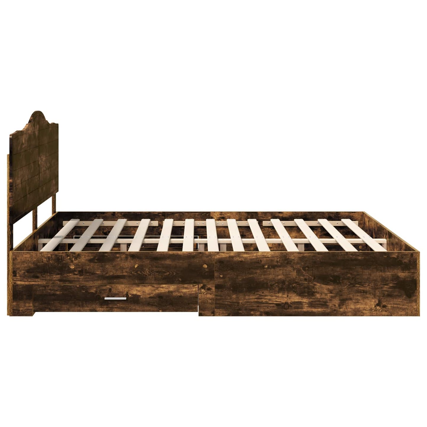 Bed Frame with Drawer Smoked Oak 200 x 200 cm Engineered Wood