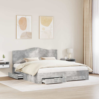 Bed Frame Concrete Grey 180 x 200 cm Engineered Wood