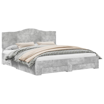 Bed Frame Concrete Grey 180 x 200 cm Engineered Wood
