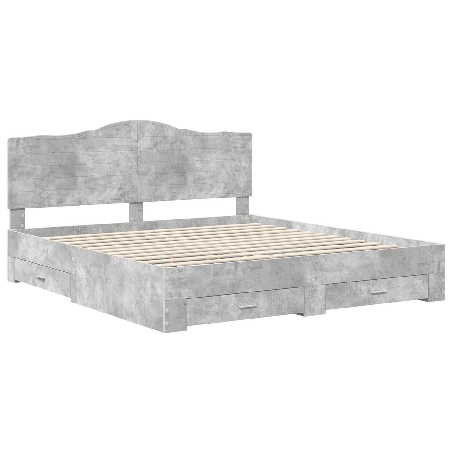 Bed Frame Concrete Grey 180 x 200 cm Engineered Wood