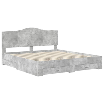 Bed Frame Concrete Grey 180 x 200 cm Engineered Wood
