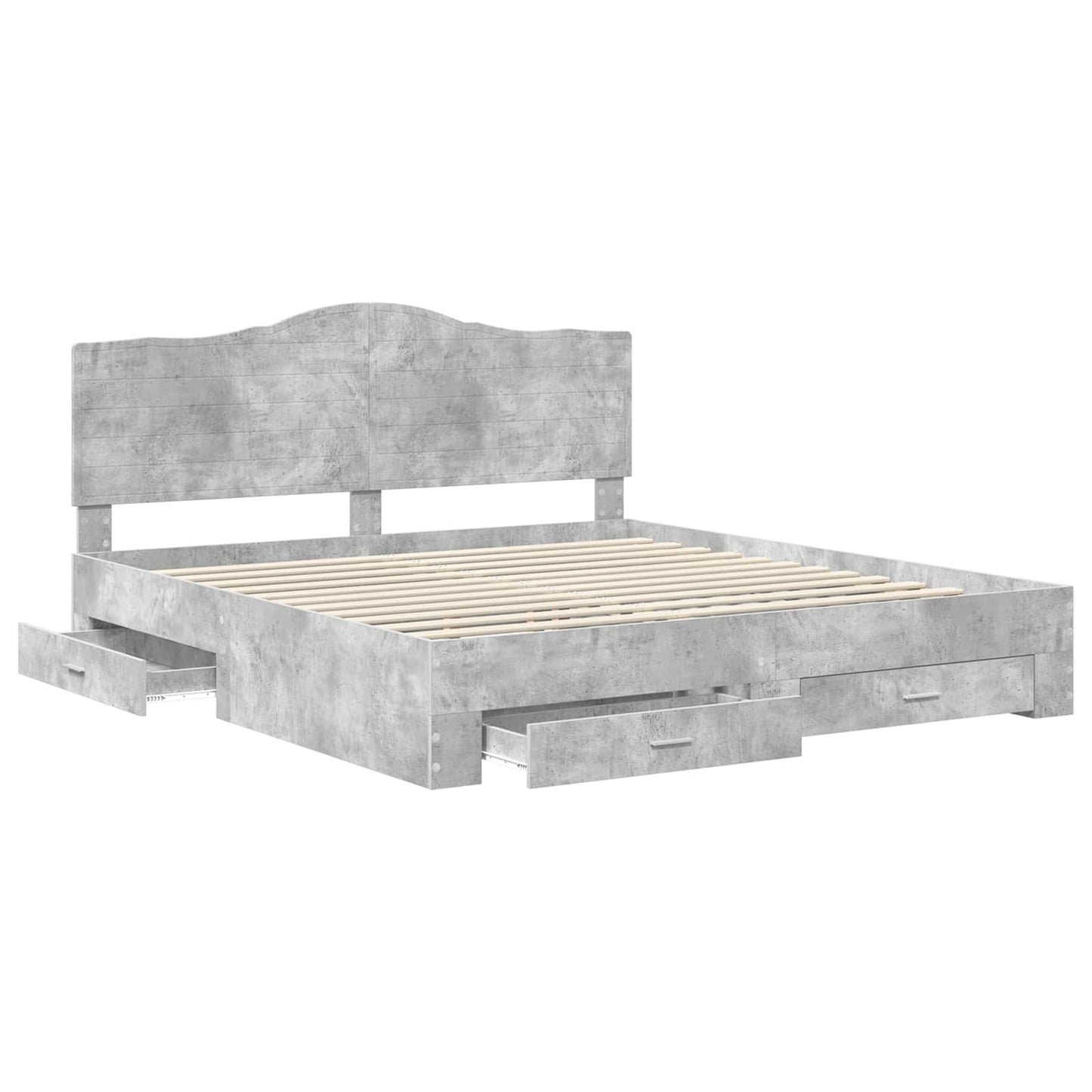 Bed Frame Concrete Grey 180 x 200 cm Engineered Wood