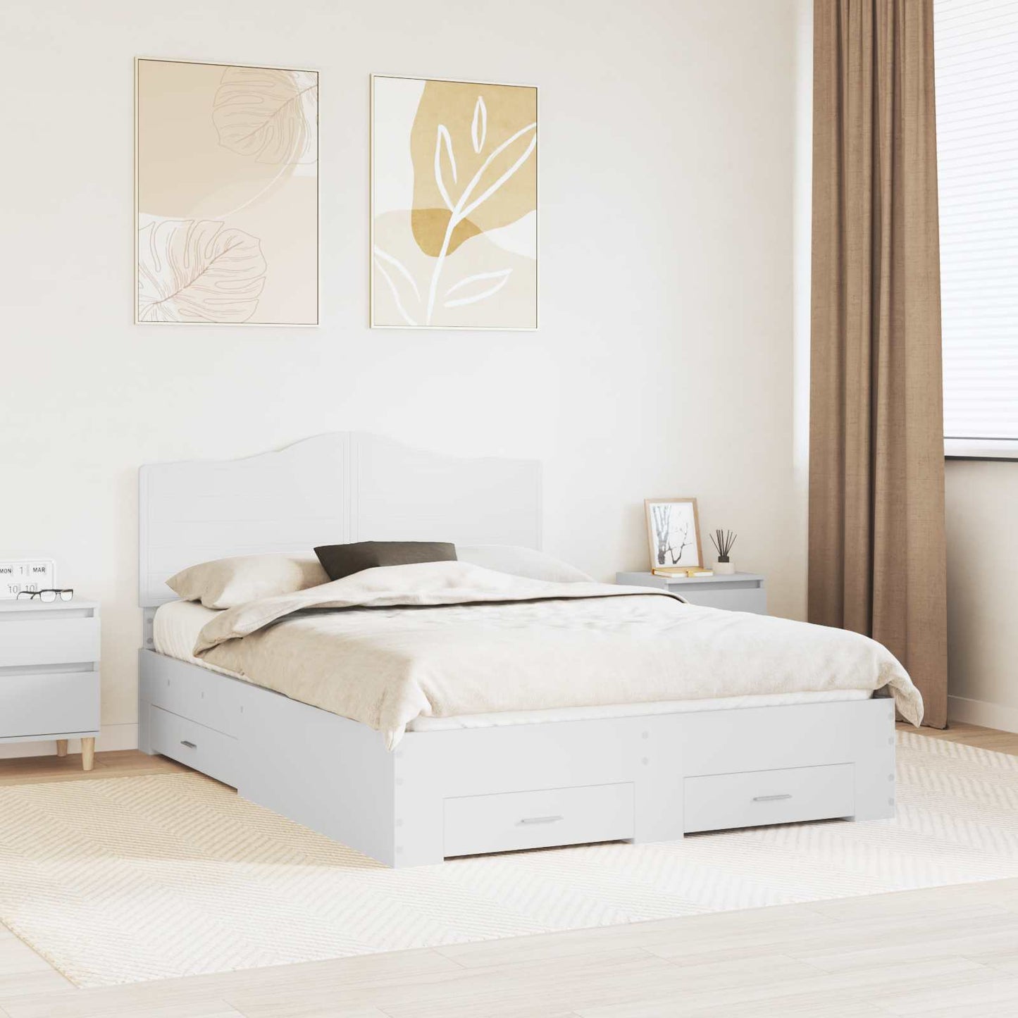 Bed Frame with Headboard White 160 x 200 cm Engineered Wood