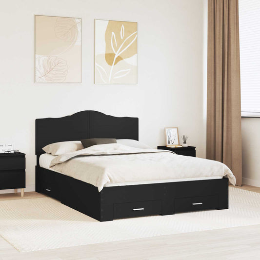 Bed Frame with Headboard Black 160 x 200 cm Engineered Wood
