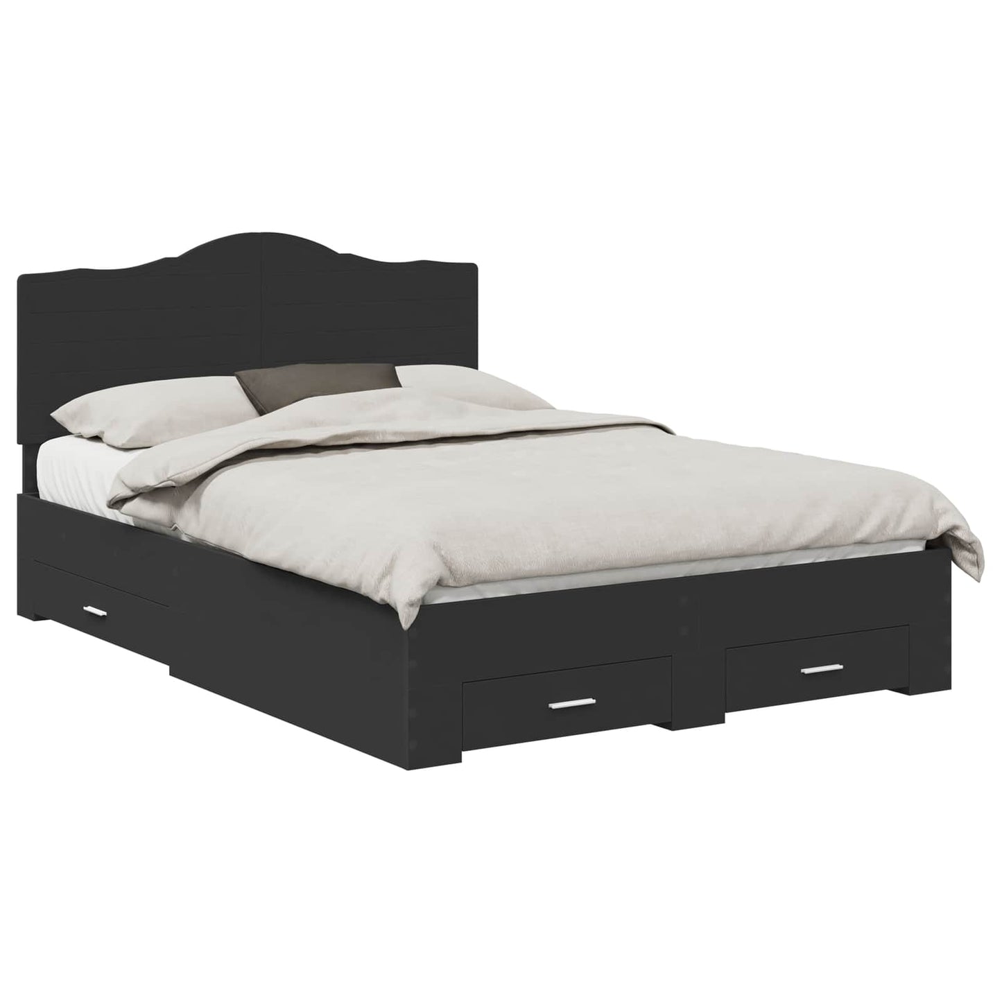 Bed Frame with Headboard Black 160 x 200 cm Engineered Wood