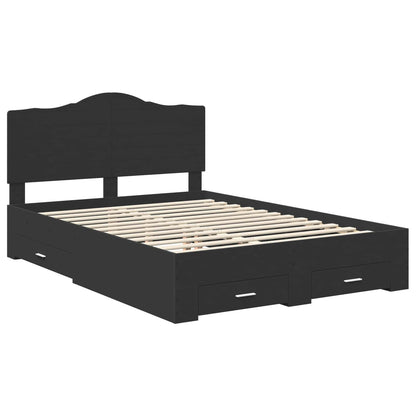Bed Frame with Headboard Black 160 x 200 cm Engineered Wood