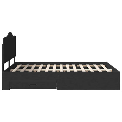 Bed Frame with Headboard Black 160 x 200 cm Engineered Wood