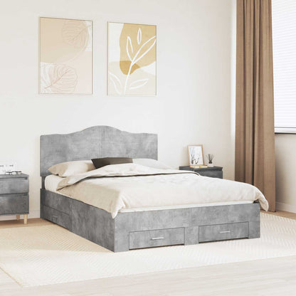 Bed Frame Concrete Grey 160 x 200 cm Engineered Wood