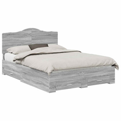 Bed Frame with Drawer Grey Sonoma 160 x 200 cm Engineered Wood