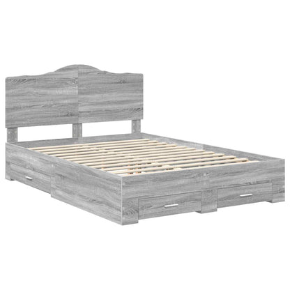 Bed Frame with Drawer Grey Sonoma 160 x 200 cm Engineered Wood