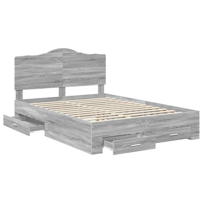 Bed Frame with Drawer Grey Sonoma 160 x 200 cm Engineered Wood