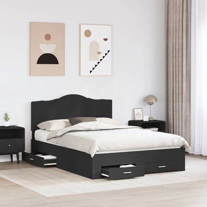 Bed Frame with Headboard Black 150 x 200 cm Engineered Wood