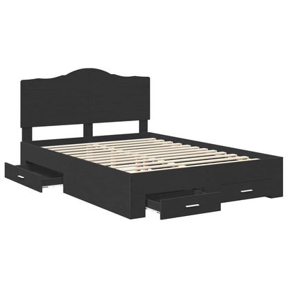Bed Frame with Headboard Black 150 x 200 cm Engineered Wood