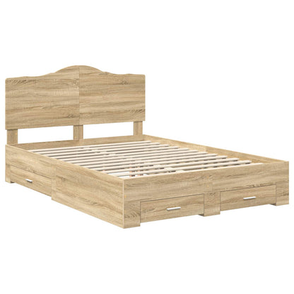 Bed Frame with Drawer Sonoma Oak 150 x 200 cm Engineered Wood