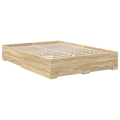 Bed Frame with Drawer Sonoma Oak 150 x 200 cm Engineered Wood