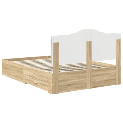 Bed Frame with Drawer Sonoma Oak 150 x 200 cm Engineered Wood