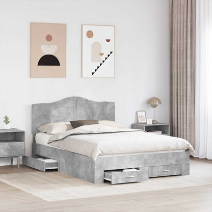 Bed Frame Concrete Grey 150 x 200 cm Engineered Wood