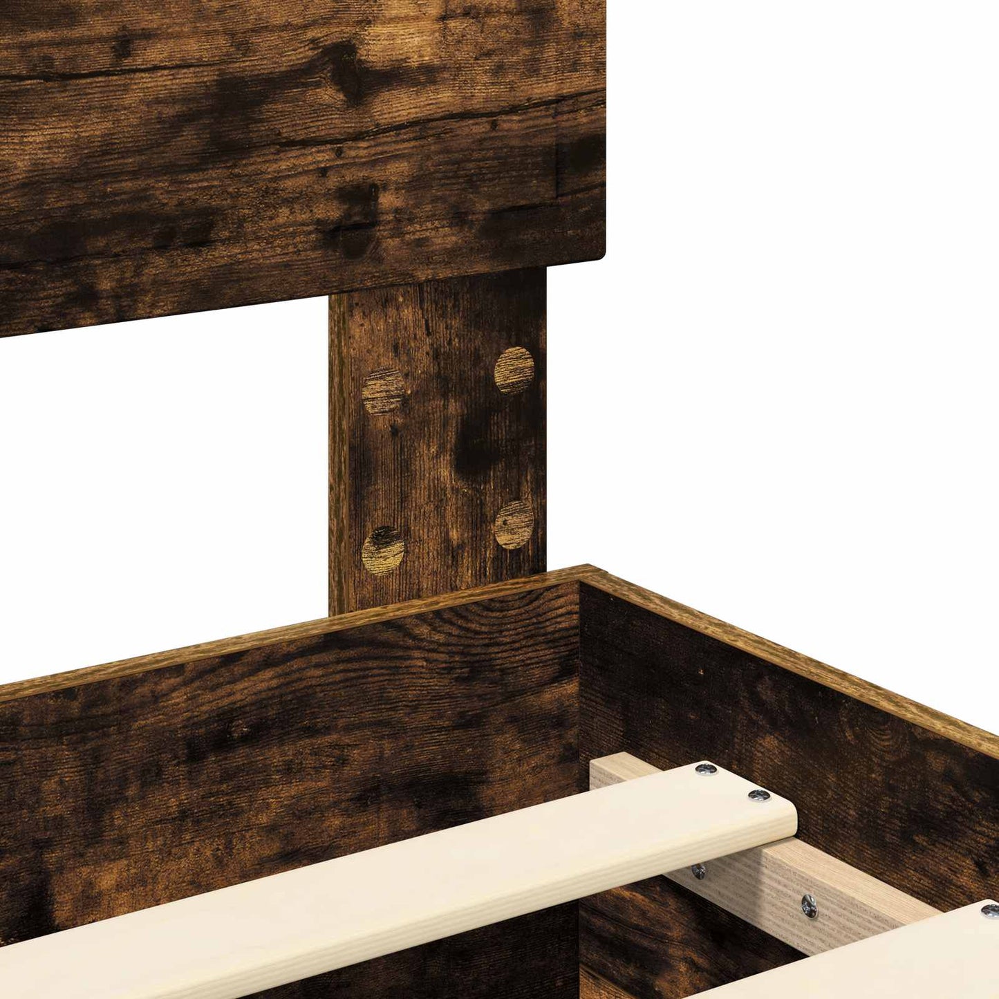 Bed Frame with Drawer Smoked Oak 150 x 200 cm Engineered Wood