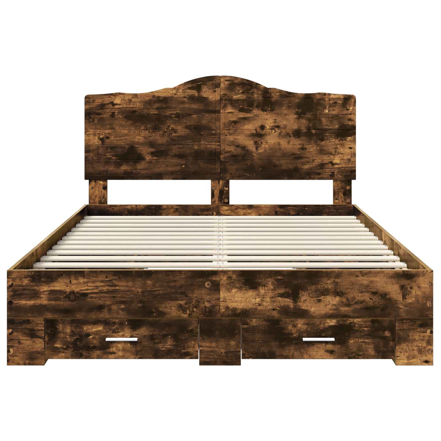 Bed Frame with Drawer Smoked Oak 150 x 200 cm Engineered Wood