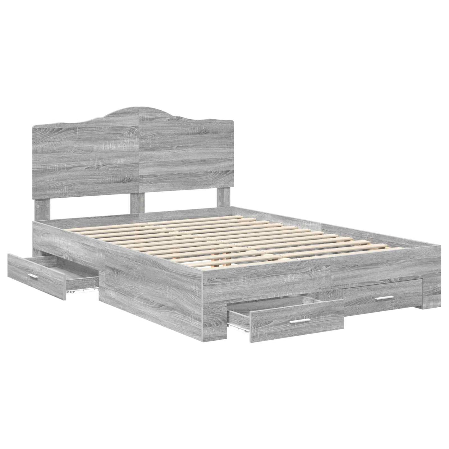 Bed Frame with Drawer Grey Sonoma 150 x 200 cm Engineered Wood