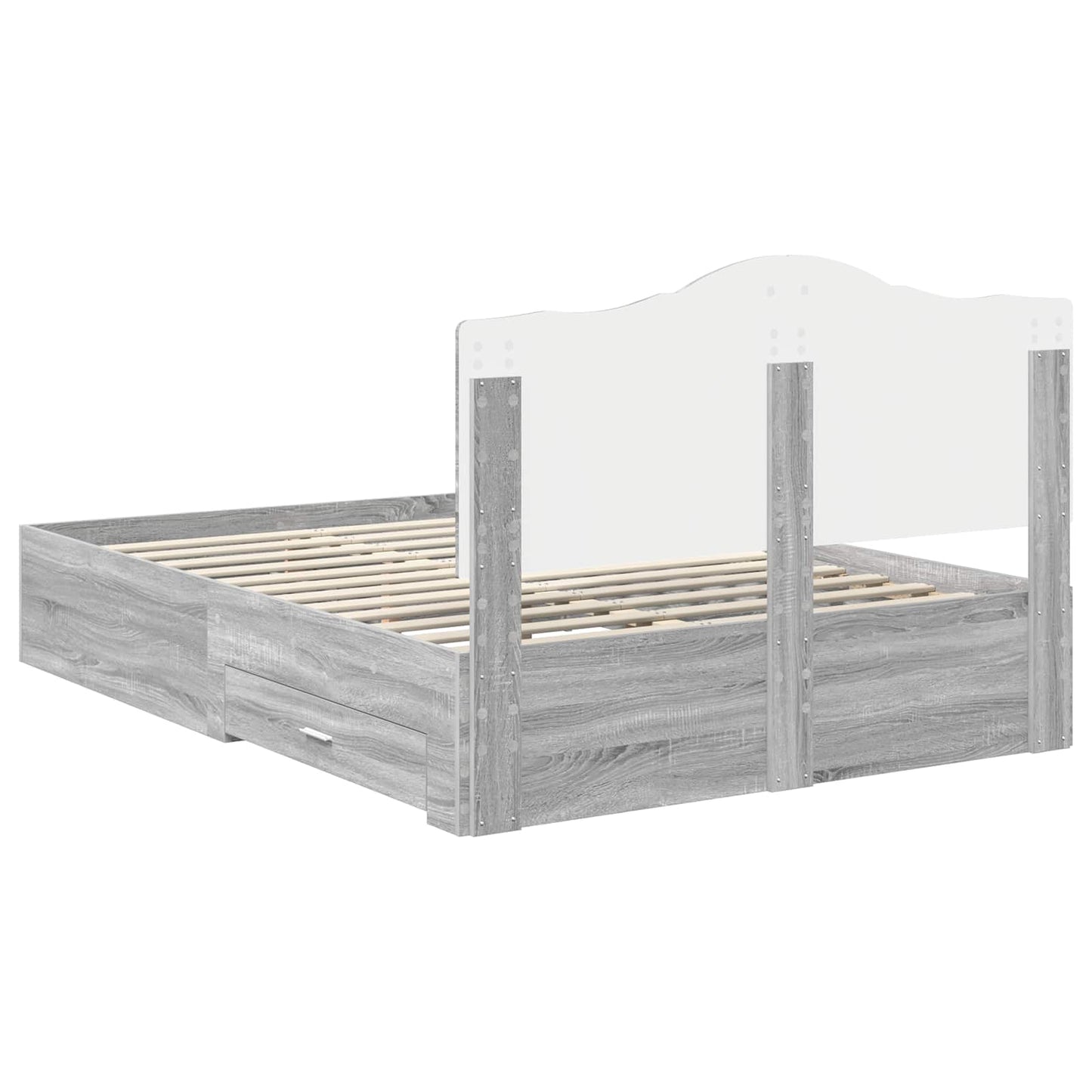 Bed Frame with Drawer Grey Sonoma 150 x 200 cm Engineered Wood