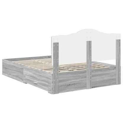 Bed Frame with Drawer Grey Sonoma 150 x 200 cm Engineered Wood